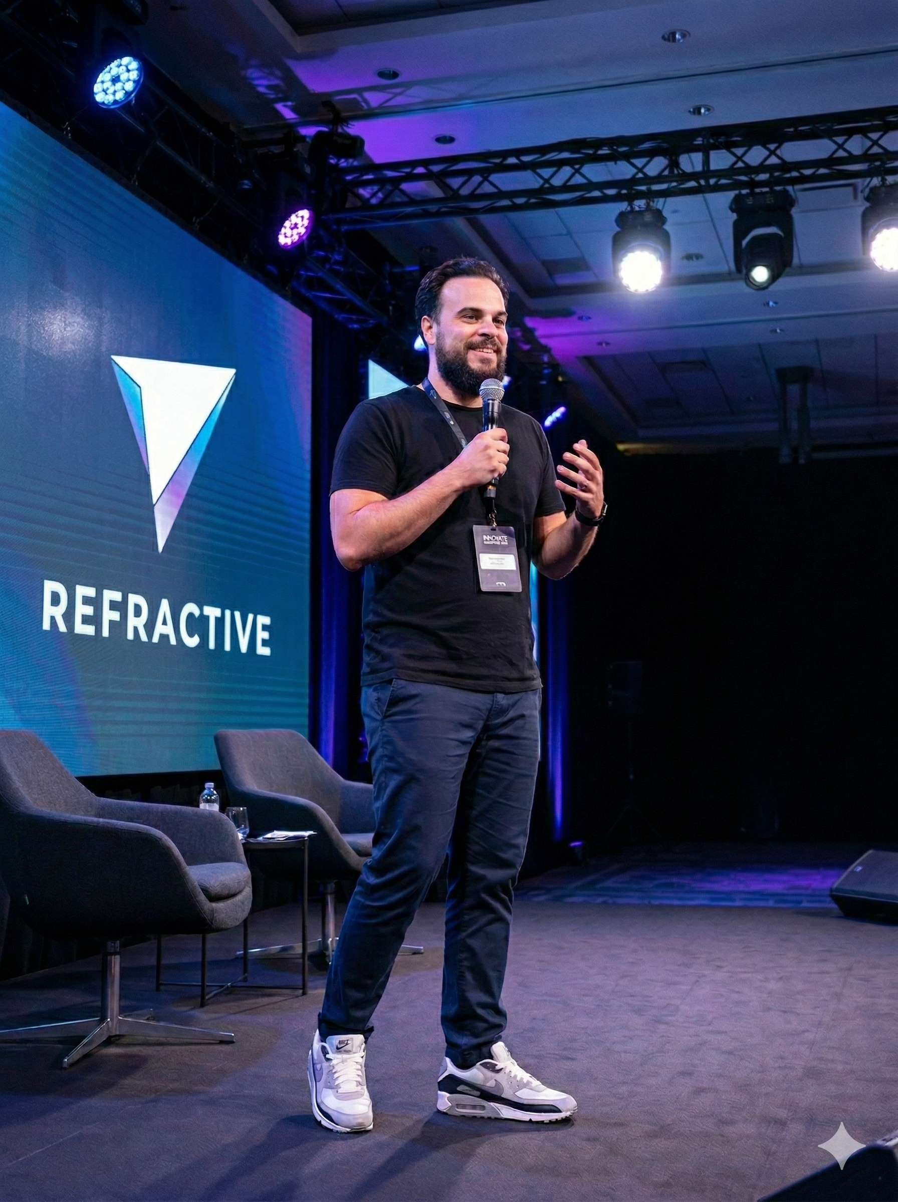 Christian Cortes, Founder of Refractive, speaking at a DTC growth conference